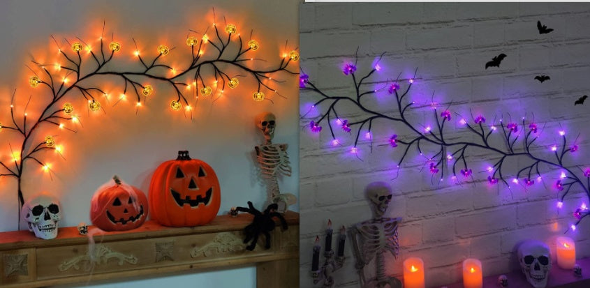 Halloween LED Weidenreben Lichterkette Coole Cartoon Fledermaus Kürbis Dekoration Für Indoor Outdoor Party Haus Dekor