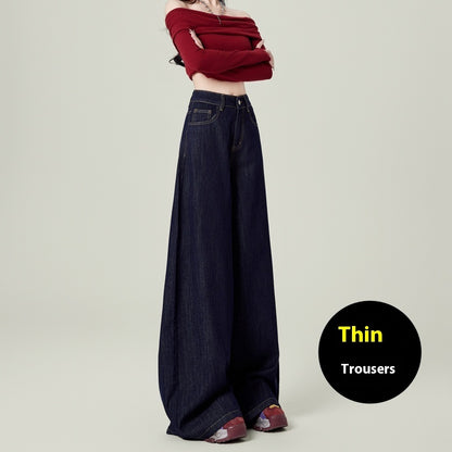 Retro Deep Blue Wide Leg Jeans