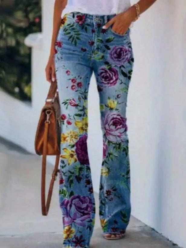 Women's Printed Polyester Jeans - X2-Shopping
