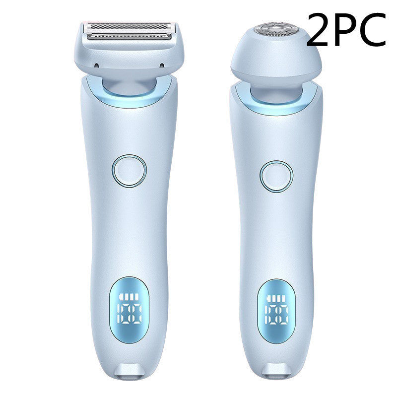 ماكينة إزالة الشعر 2 في 1 قابلة لإعادة الشحن عبر USB للنساء، ماكينة حلاقة للجسم والوجه والساق والإبط والبكيني واليدين والعانة
