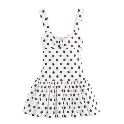 Hot Girl Style Heart-shaped Collar Short Polka Dot Brace Short Dress