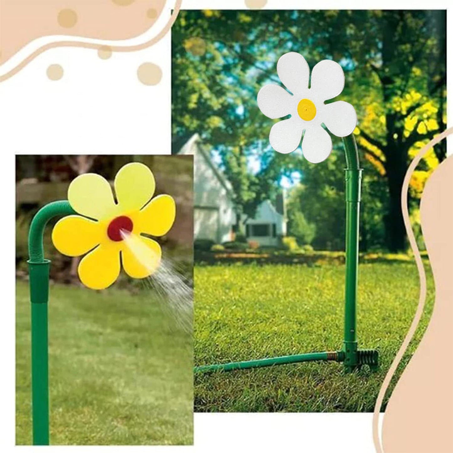 Gartensprinkler Kunststoffsprinkler Sonnenblumensprinkler Gartenarbeitsgerät Einstellbare Sprinkler und Gartenschläuche