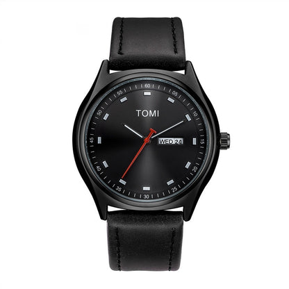 Fashion Simple Double Calendar Leather-belt Watch