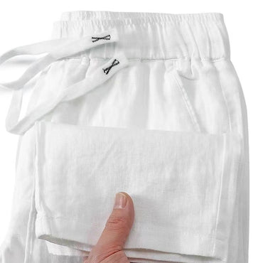 Pure Linen Breathable Chinese Style Elastic Waist New Trousers Li Gao