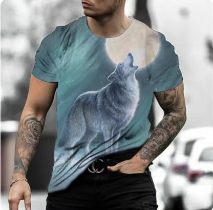 Retro 3D Animal Print Men's Short-sleeved T-shirt