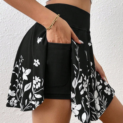 Pocket Minimalist Flower Printed Shorts With Pockets Shorts Inside Out Back To School Outfits - X2-Shopping