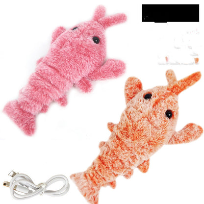 Pet Toys Electric Jumping Shrimp USB Charging Simulation Lobster Funny Cat Plush Pets Toy - X2-Shopping