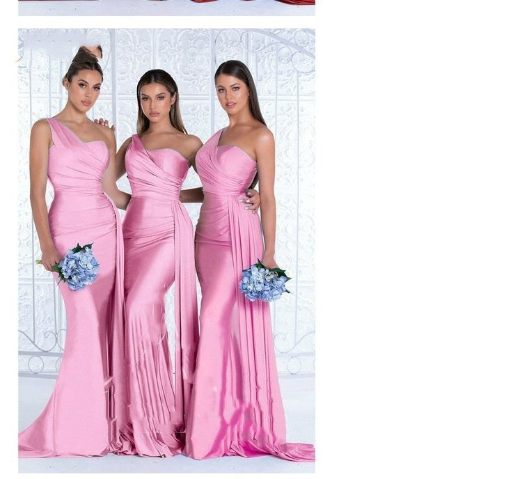 Plus Size Fat MM Mermaid One Shoulder Elegant Wedding Dress - X2-Shopping