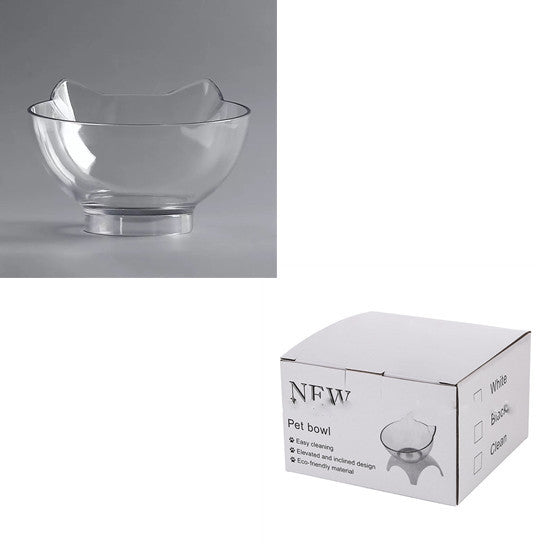 Non Slip Double Cat Bowl With Raised Stand Pet Food Cat Feeder Protect Cervical Vertebra Dog Bowl Transparent Pet Products - X2-Shopping