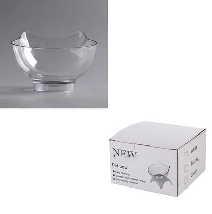 Non Slip Double Cat Bowl With Raised Stand Pet Food Cat Feeder Protect Cervical Vertebra Dog Bowl Transparent Pet Products - X2-Shopping