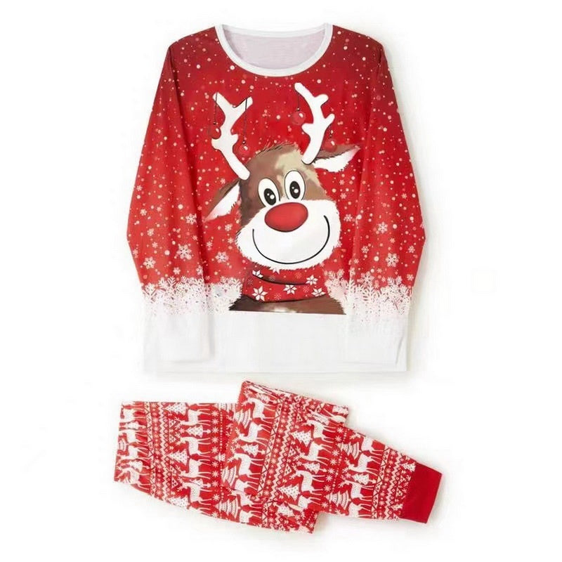 Parent-Child Two-piece Suit Elk Printing Pajamas Suit Homewear - X2-Shopping