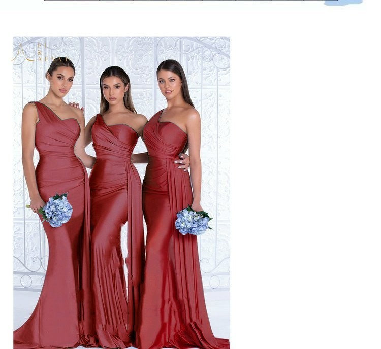 Plus Size Fat MM Mermaid One Shoulder Elegant Wedding Dress - X2-Shopping