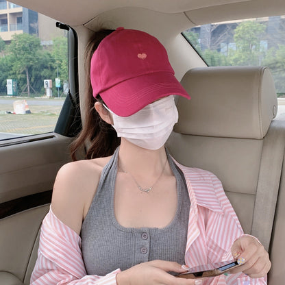 Preppy Style Love Embroidery Ponytail Half Topless Hat - X2-Shopping