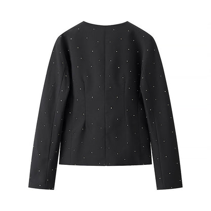 Stylish Simple And Versatile Loose V-neck Diamond Jacket - X2-Shopping