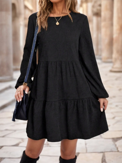 Women's Solid Color Long Sleeve Dress - X2-Shopping