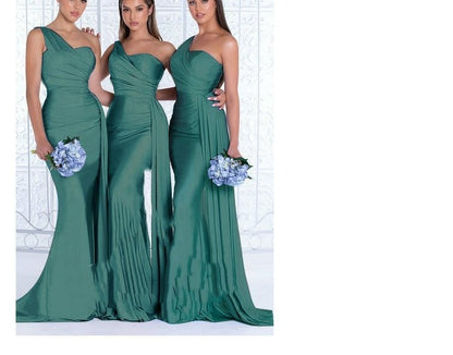 Plus Size Fat MM Mermaid One Shoulder Elegant Wedding Dress - X2-Shopping