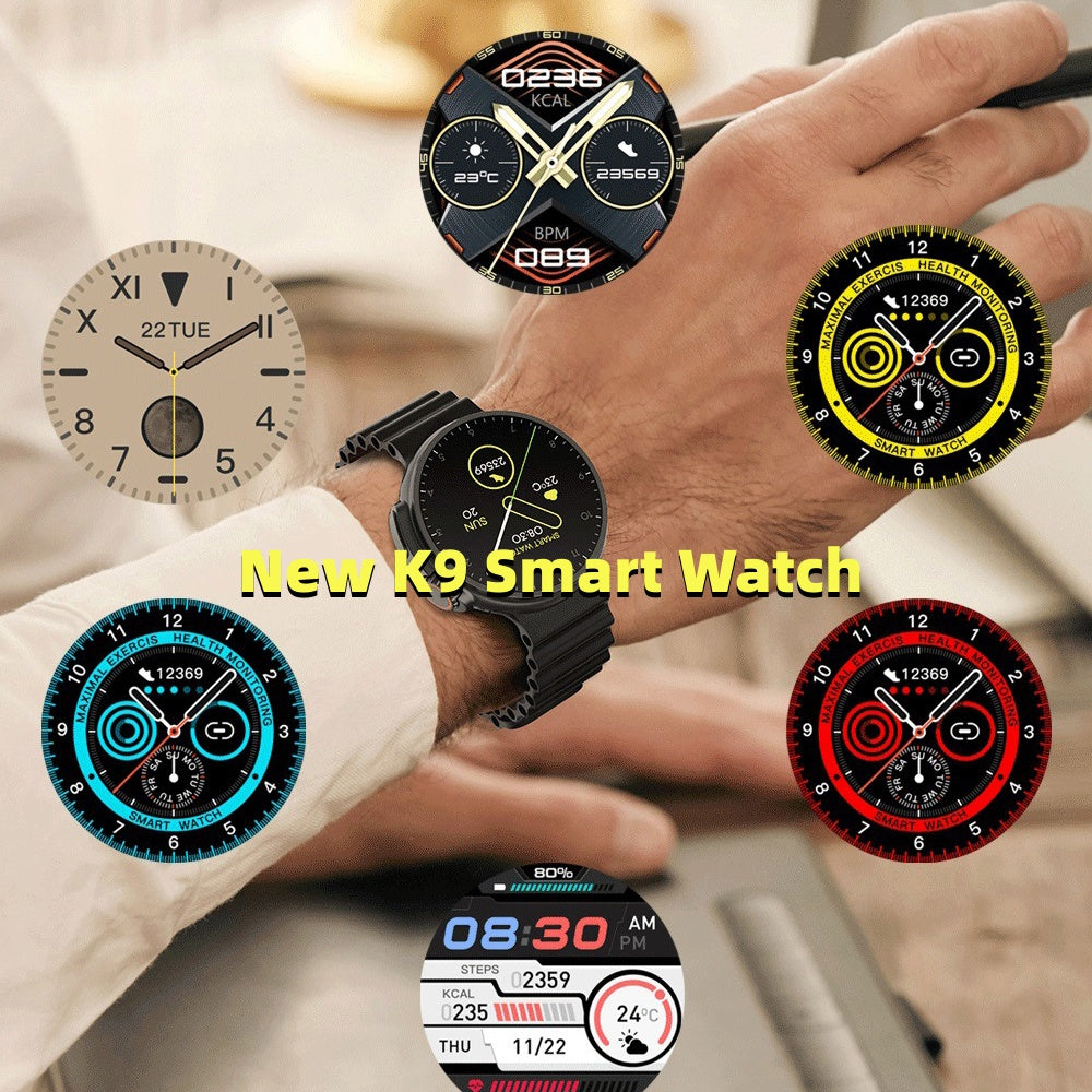 Neue K9 Smart Watch 1.39 Runder Bildschirm-Encoder True Screw Clip Kabelloses Laden NFC Offline- und Zahlungsfunktion