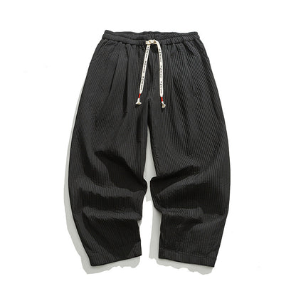 Men's Casual Pants Loose Solid Color Overalls Straight-leg Trousers