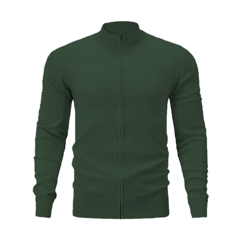 Stand Collar Casual Sports Sweater Solid Color Zipper Sweater