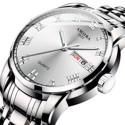 New Men's Watch Steel Belt Quartz Watch Men's Watch Waterproof Luminous