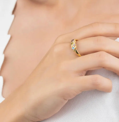 1-6 Birthstone Order Family Mother 925K Silver Dainty Ring
