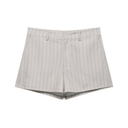 Thin Belt Striped Blazer Mini Shorts