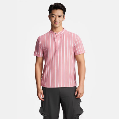 Striped Casual Men's Shirt Foreign Trade Short Sleeve Shirt