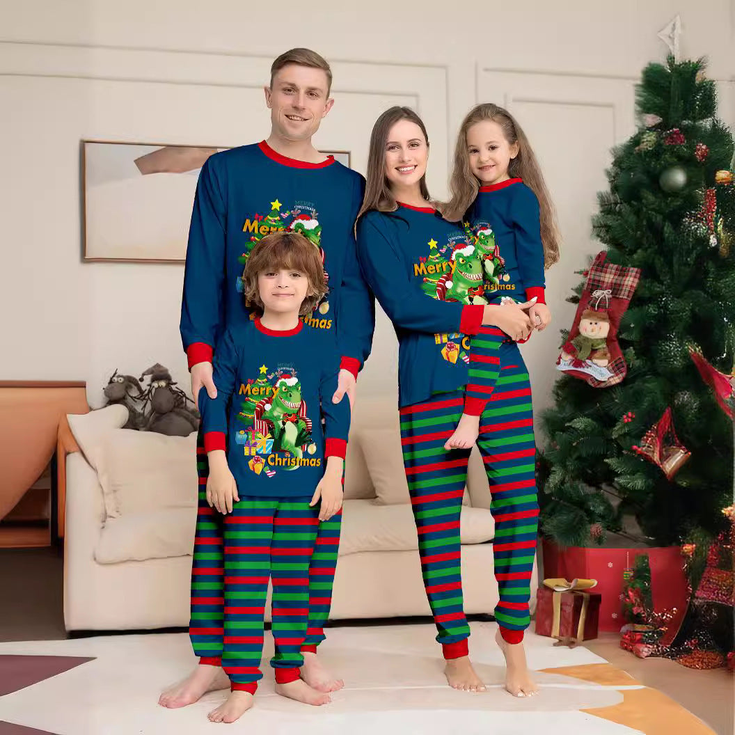 Tyrannosaurus Letter Christmas Tree Printing Parent-child Suit Pajamas - X2-Shopping