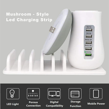 مصباح فطر متعدد الوظائف 2 في 1 حامل مصباح LED وشاحن USB ولوازم المكتب المنزلي