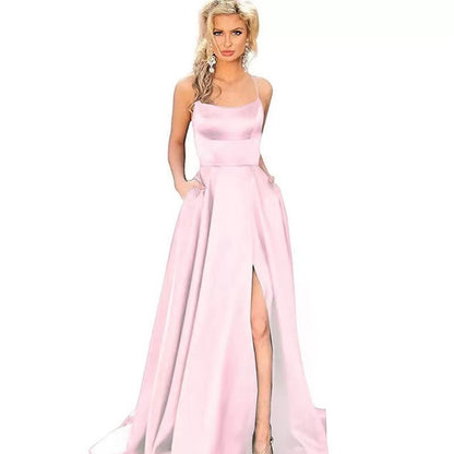 Solid Color Long Slimming And Shoulder Hollow Girlfriends Fashion Bridesmaid Party Dress - X2-Shopping