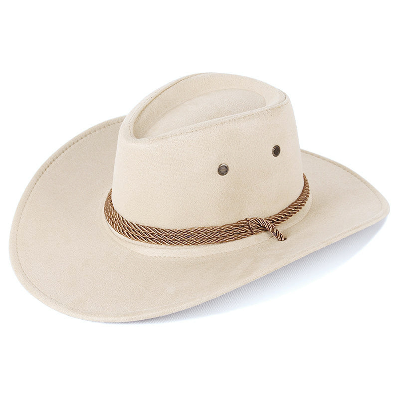 Cowboy Hat Men's Double-sided Suede Sun Hat With Wide Brim