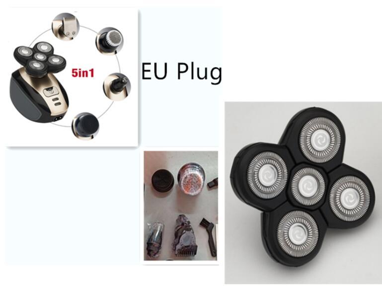 5-in-1-Multifunktions-Elektrorasierer mit 5 Klingen für Männer, rasierter Kopf, wiederaufladbare Rasiermaschine, Bart- und Nasenhaarschneider