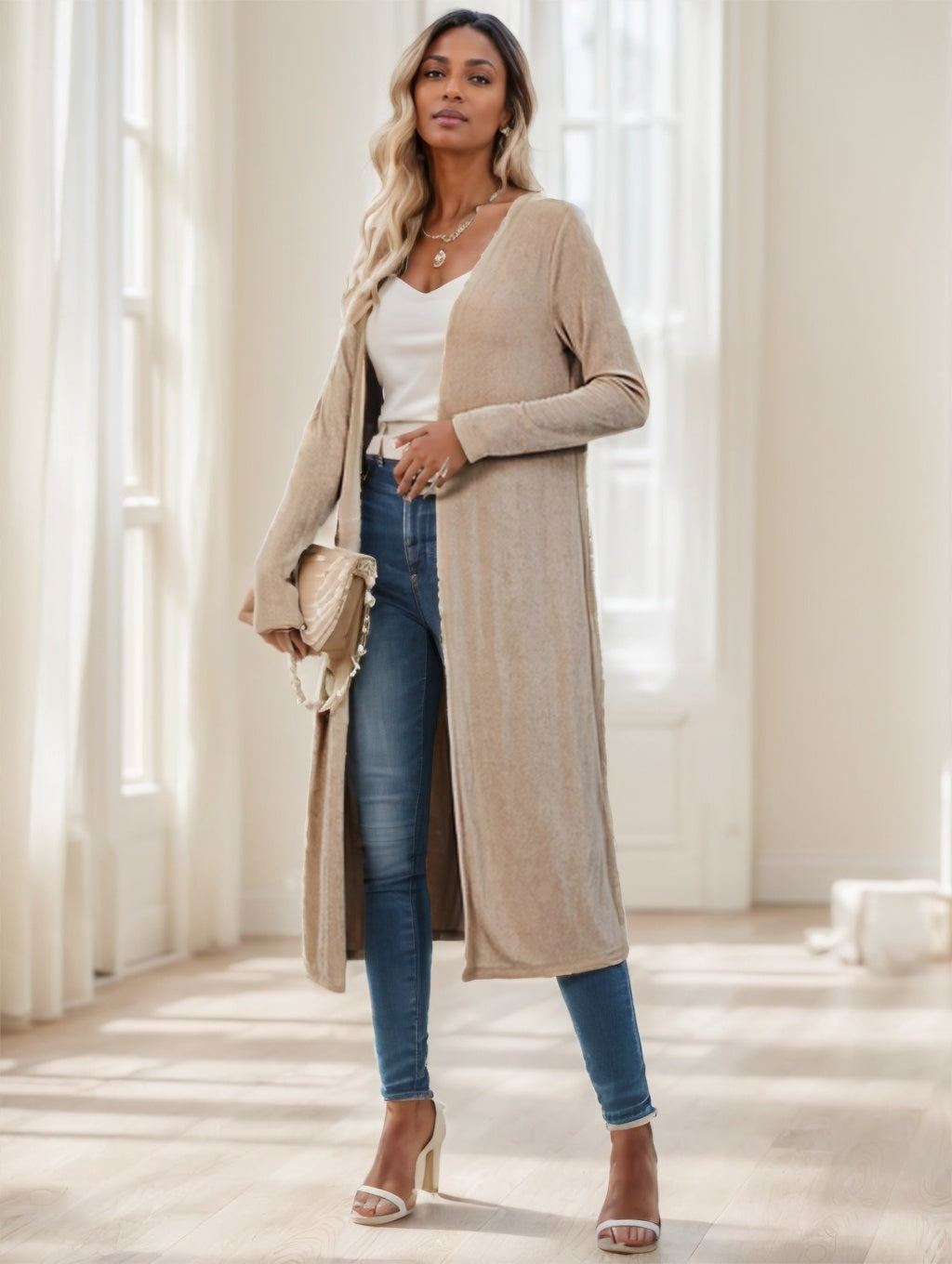 Women's Longline Knitted Cardigan Jacket - X2-Shopping