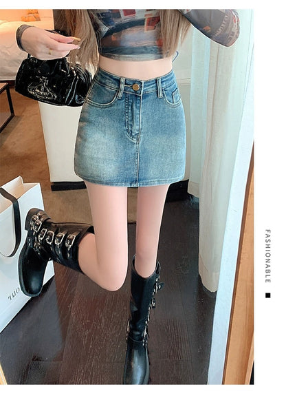 Retro Denim High Waist Hip Skirt - X2-Shopping