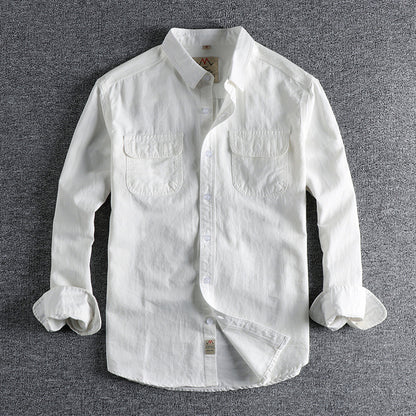 British Retro Simple Solid Color Long Sleeve Shirt