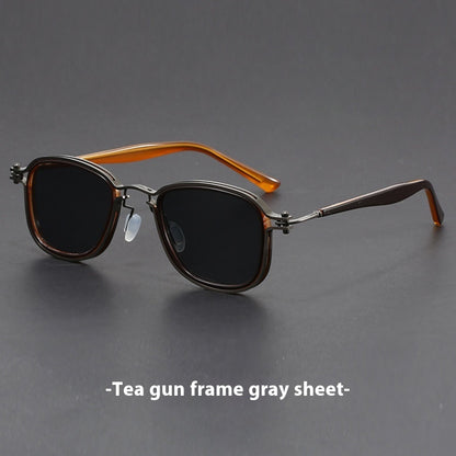 Plastic Metal Retro Square Frame Sunglasses