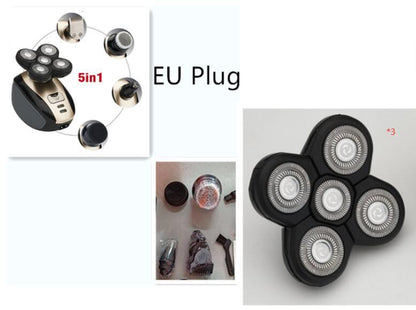 5-in-1-Multifunktions-Elektrorasierer mit 5 Klingen für Männer, rasierter Kopf, wiederaufladbare Rasiermaschine, Bart- und Nasenhaarschneider