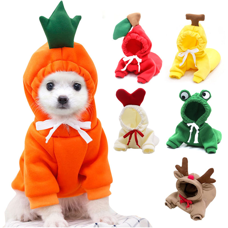 Cute Fruit Dog Clothes For Small Dogs Hoodies Winter Warm Fleece Pet Clothing Puppy Cat Costume Coat For French Chihuahua Outfit - X2-Shopping
