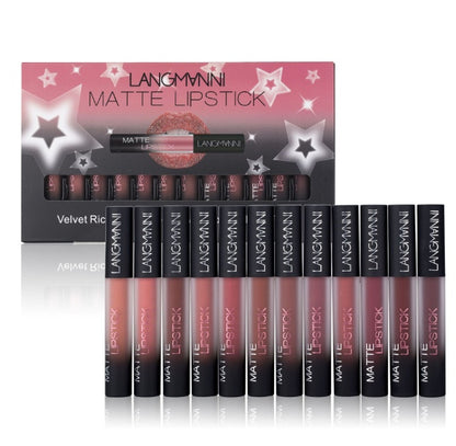 Mattes Lippenstift-Set, wasserfest, langanhaltend, samtig