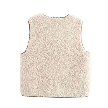 Sleeveless Lace-up Lambswool Vest For Women