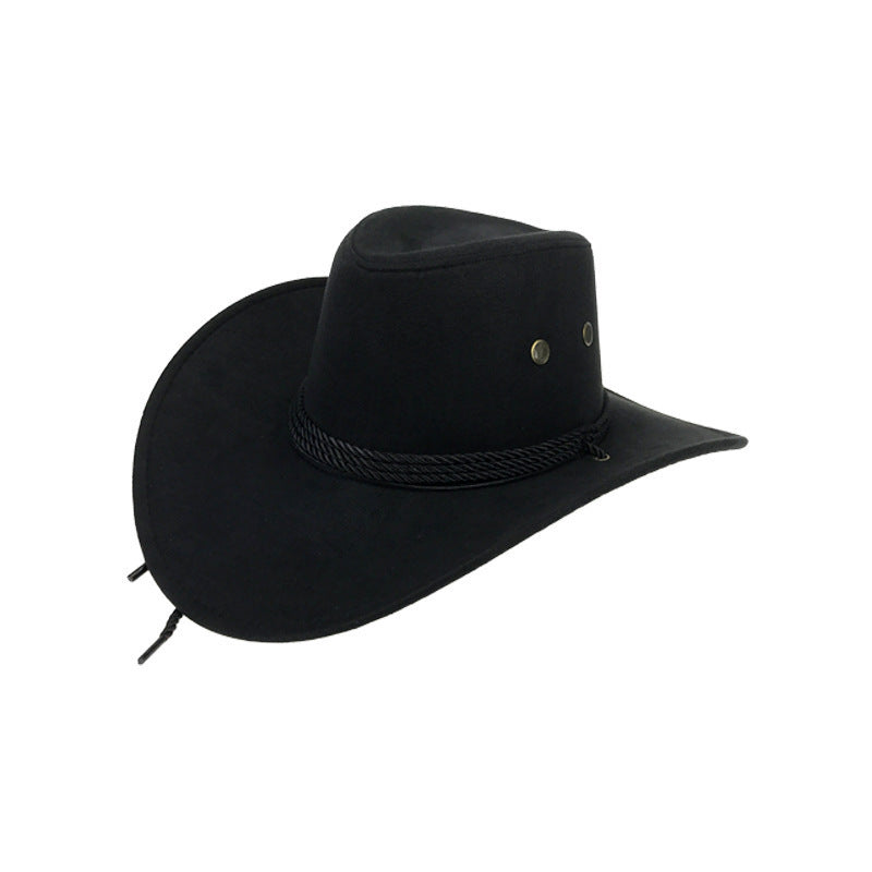 Cowboy Hat Men's Double-sided Suede Sun Hat With Wide Brim