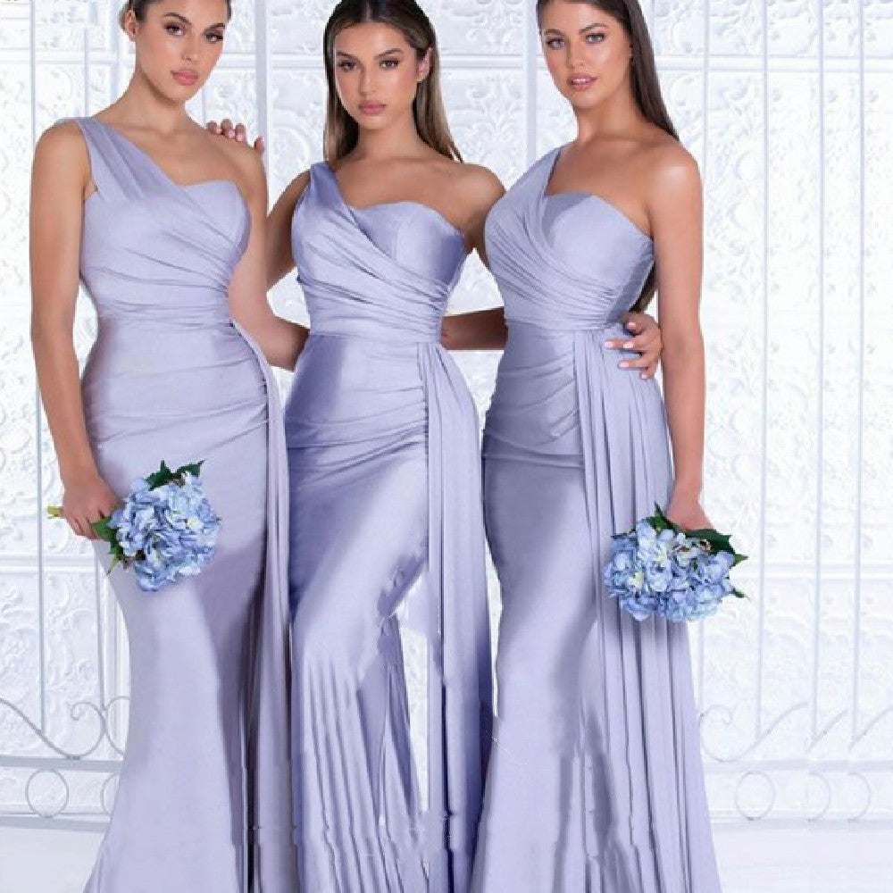 Plus Size Fat MM Mermaid One Shoulder Elegant Wedding Dress - X2-Shopping