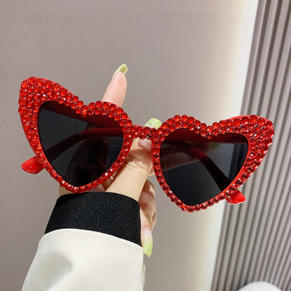 Female Cute Cat Eye Heart-shaped Sun Glasses - X2-Shopping