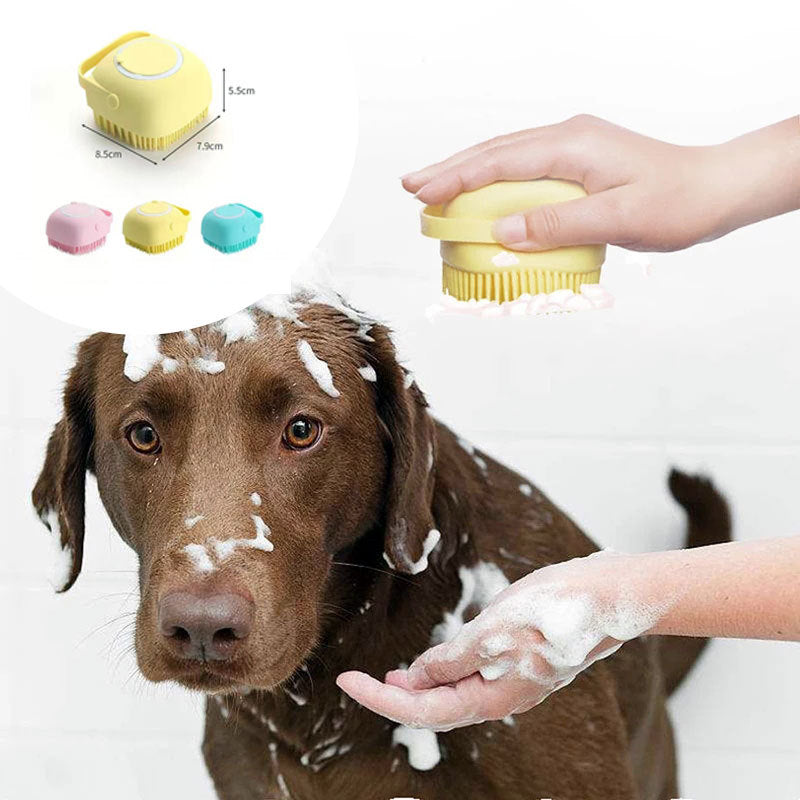 Silicone Dog Bath Massage Gloves Brush Pet Cat Bathroom Cleaning Tool Comb Brush For Dog Can Pour Shampoo Dog Grooming Supplies - X2-Shopping