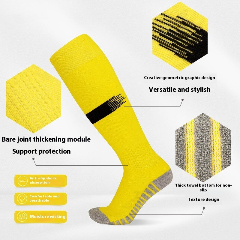 Lange, verdickte Fußballsocken für Herren, Handtuchunterseite, Trainingssport