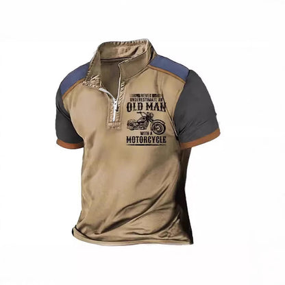 Men's Casual Polo Shirt Lapel Digital Printing Short Sleeve