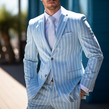 Spring Top Commute Leisure Printed Double Button Suit Jacket Men