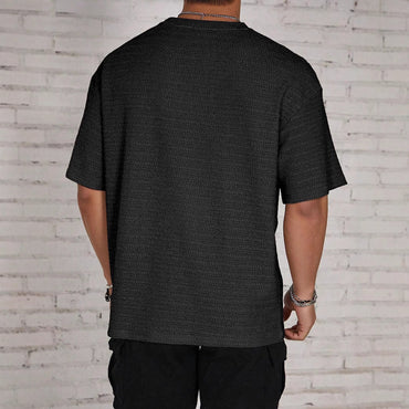 Men's Loose Hollow Solid Color Flow Round Neck T-shirt