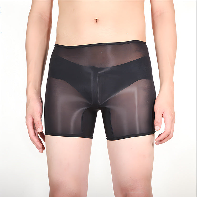 Men's Ultra-thin Shiny Stockings Transparent Bag Independent Warehouse Boxer Briefs