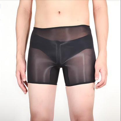 Men's Ultra-thin Shiny Stockings Transparent Bag Independent Warehouse Boxer Briefs